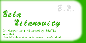 bela milanovity business card
